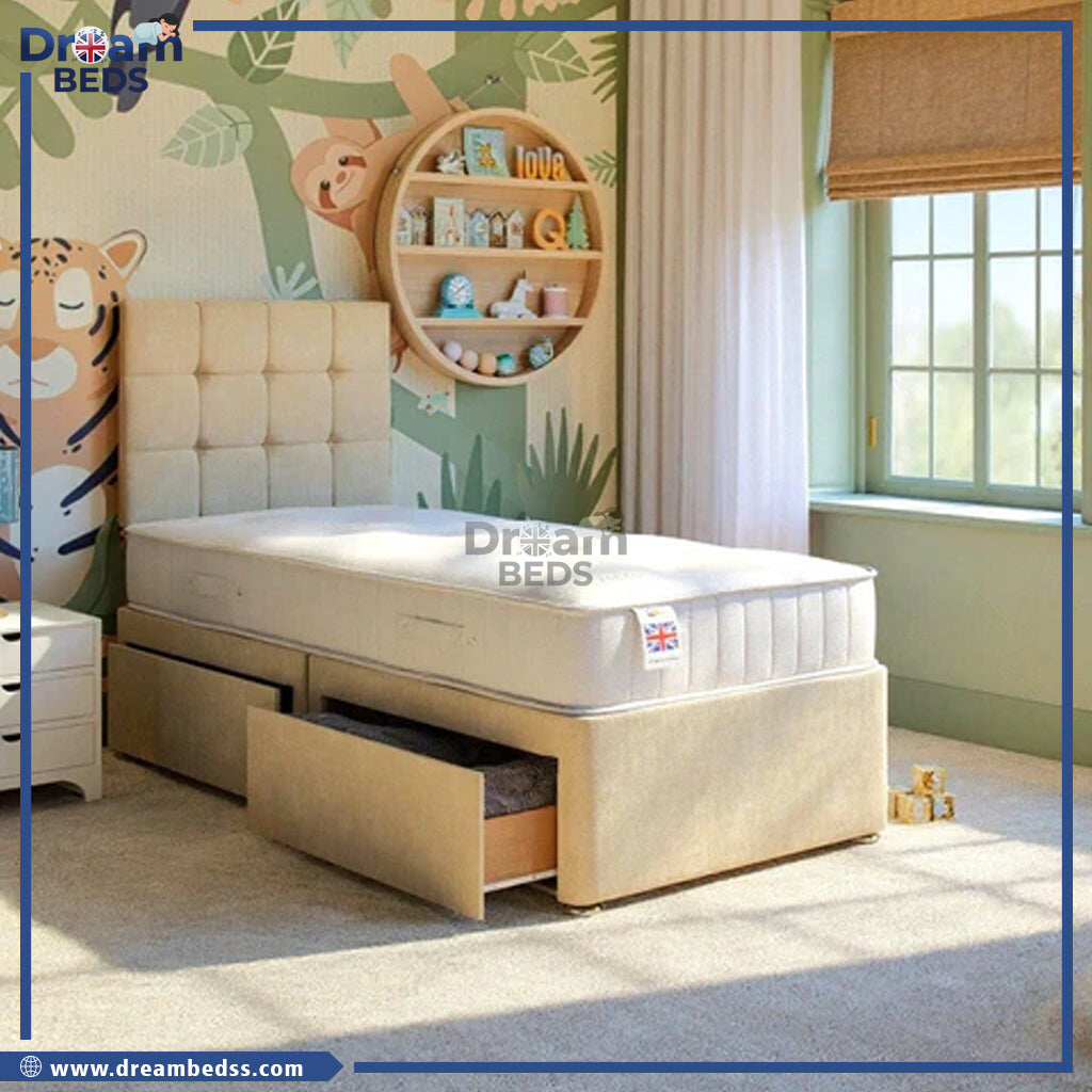 Kids Sicily Divan Bed with Strutted Headboard