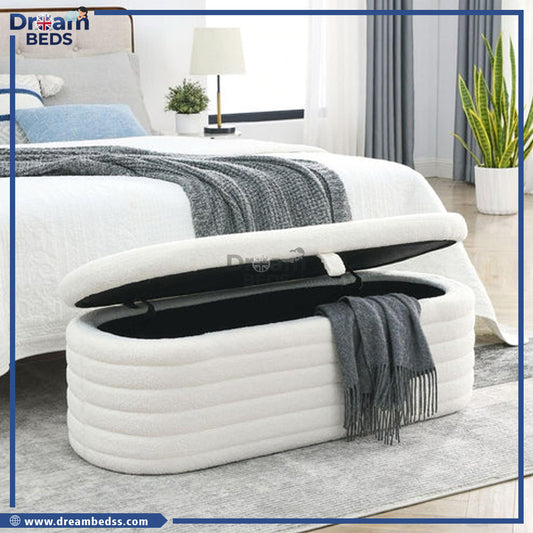 2025 Paneled Rounded Ottoman Storage Box